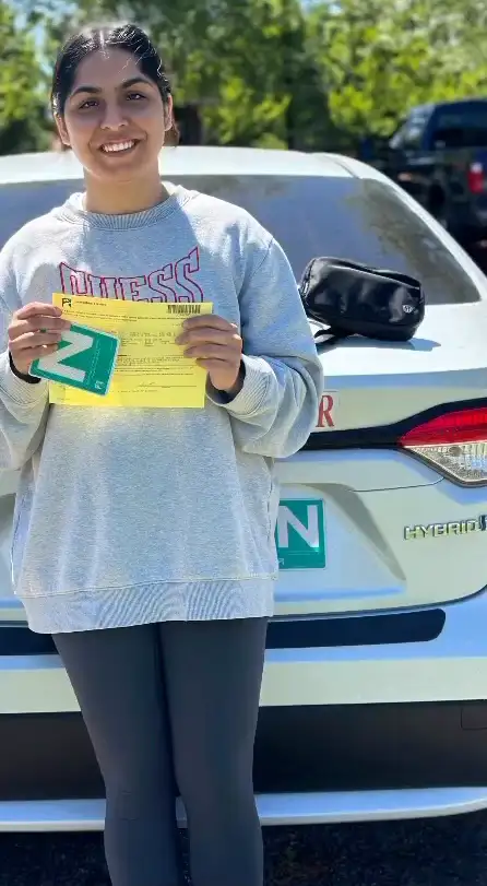 A Safe and Skill Driving School student after passing the road test