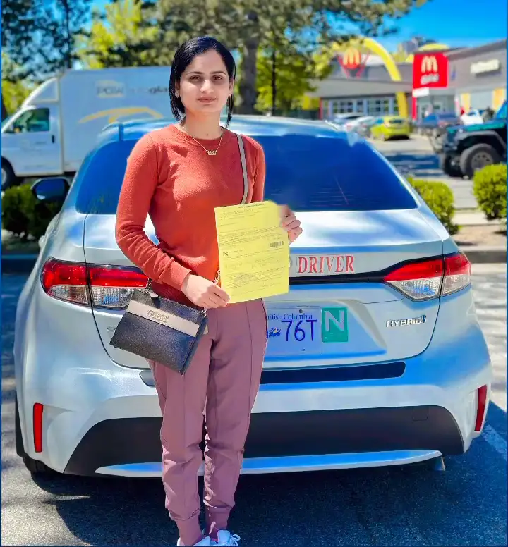 A Safe and Skill Driving School student after passing the road test